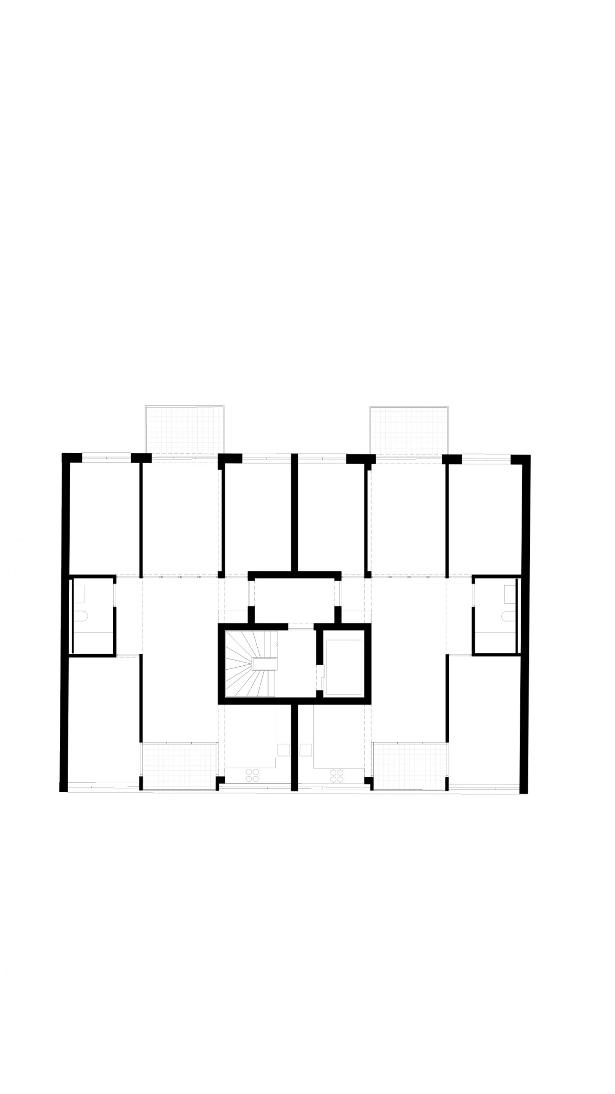 Effizienter Wohnungsbau Grundriss Neubau durchgesteckte Wohnungen Brandwand Berlin Neukölln Wohnkonzept Architektur Mehrfamilienhaus